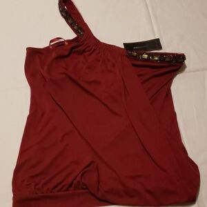 BCBGMAXAZRIA Elegant Red One-Shoulder Top